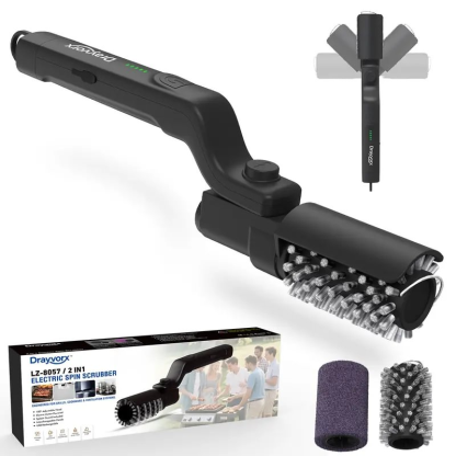 Electric BBQ Grill Brush Cordless and Rechargeable,Two Replacement Cleaning Brushes,Adjustable Angle, Barbecue Accessories,Barbecue Utensils,Wire Brushes for Cleaning Rust, Grill, Dirt, Paint Removal