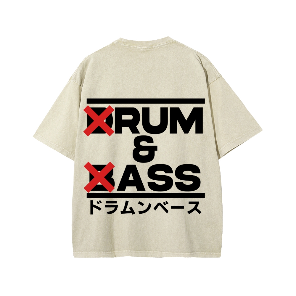 Drum & Bass Front And Back Printing  Washed T-shirt