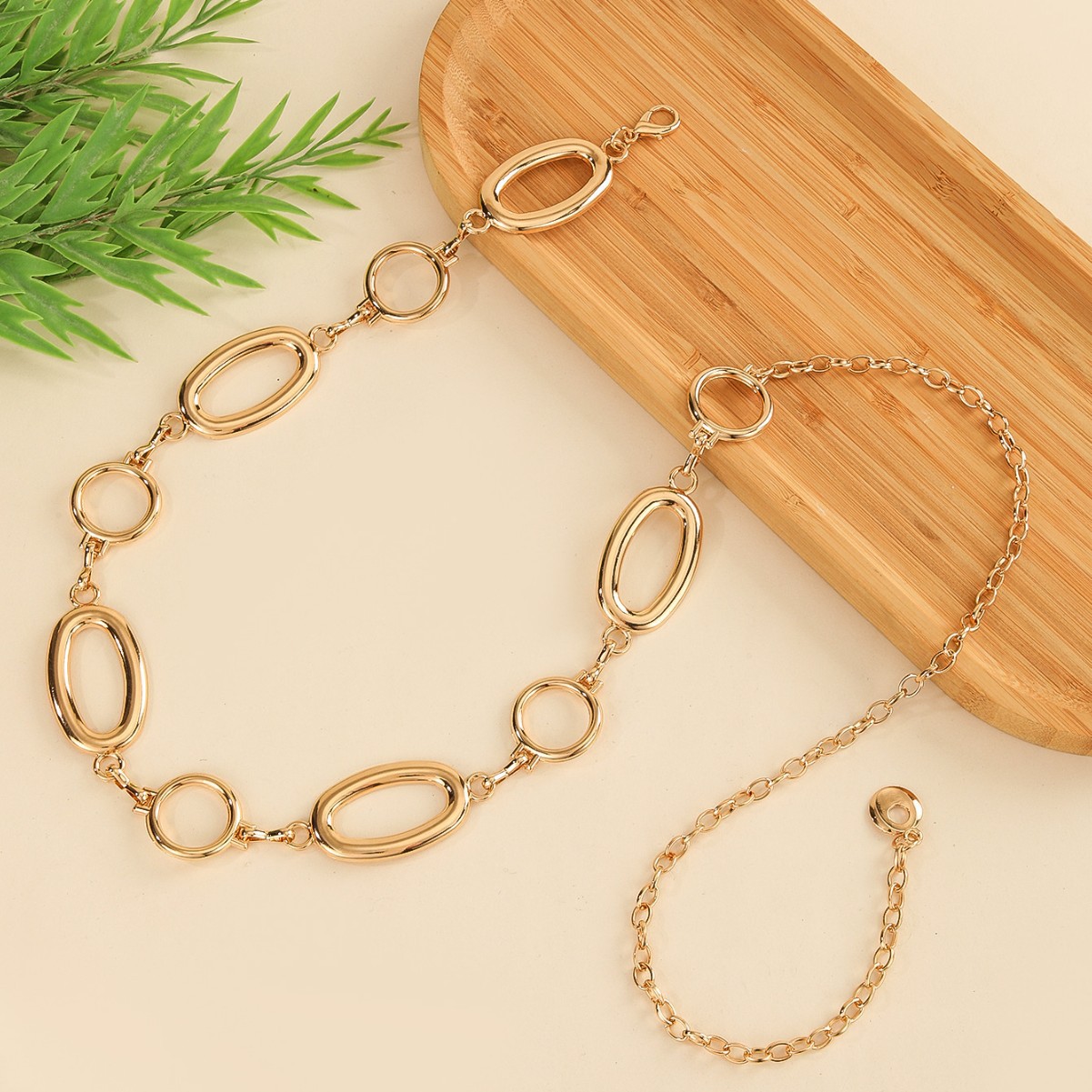 Metal geometric circular spliced waist chain belt versatile accessory