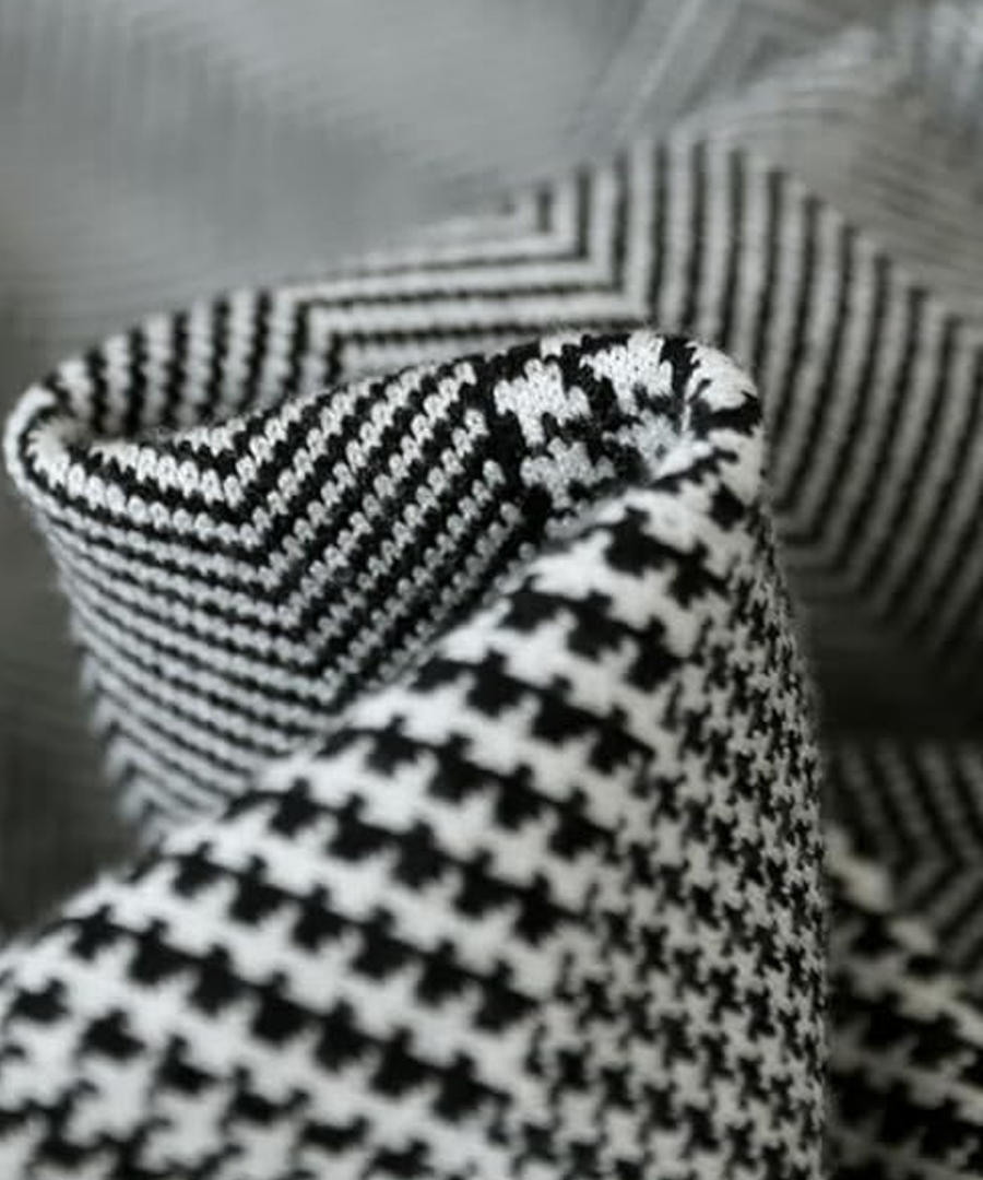 Italian Grey Plaid Hign Neck Patchwork Long Knit Dress Fall