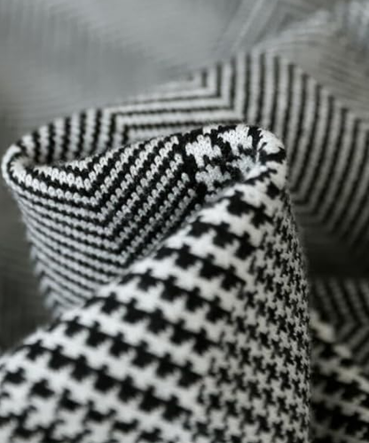 Italian Grey Plaid Hign Neck Patchwork Long Knit Dress Fall