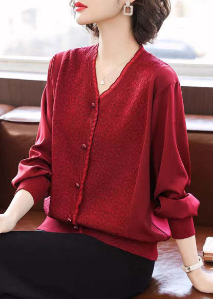 Casual Mulberry Print Patchwork Ice Silk Shirts Bracelet Sleeve