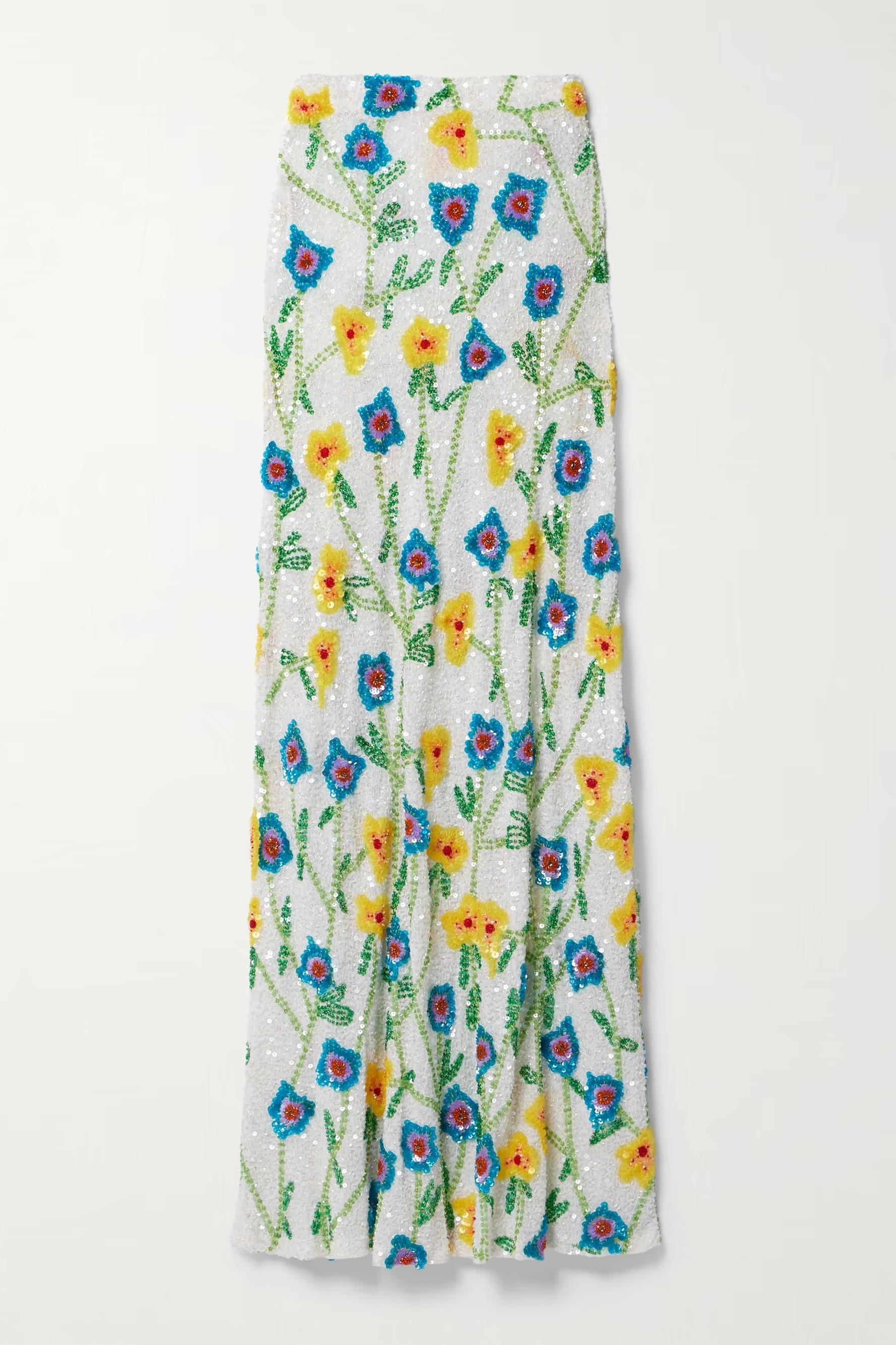 Flower Sequin Maxi Skirt