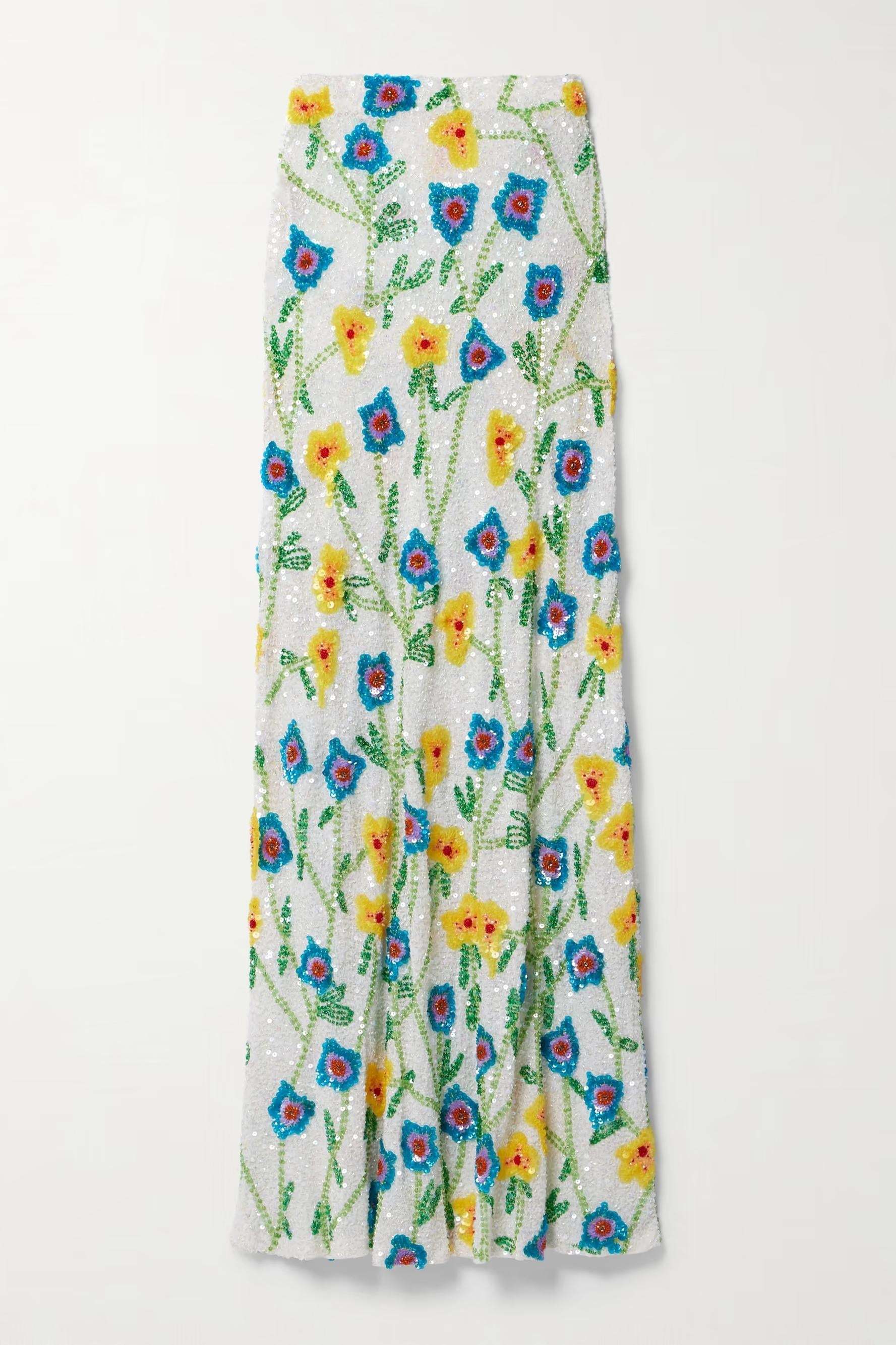 Flower Sequin Maxi Skirt