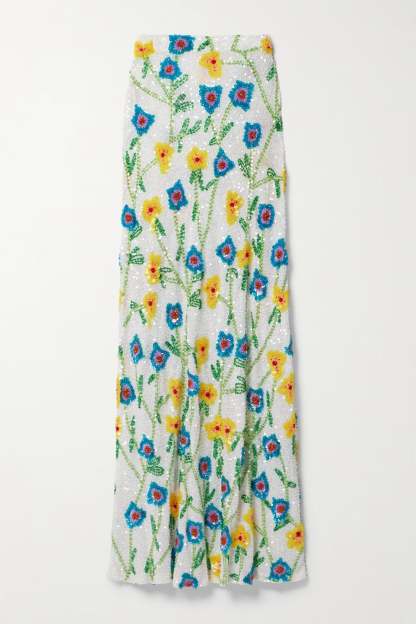 Flower Sequin Maxi Skirt