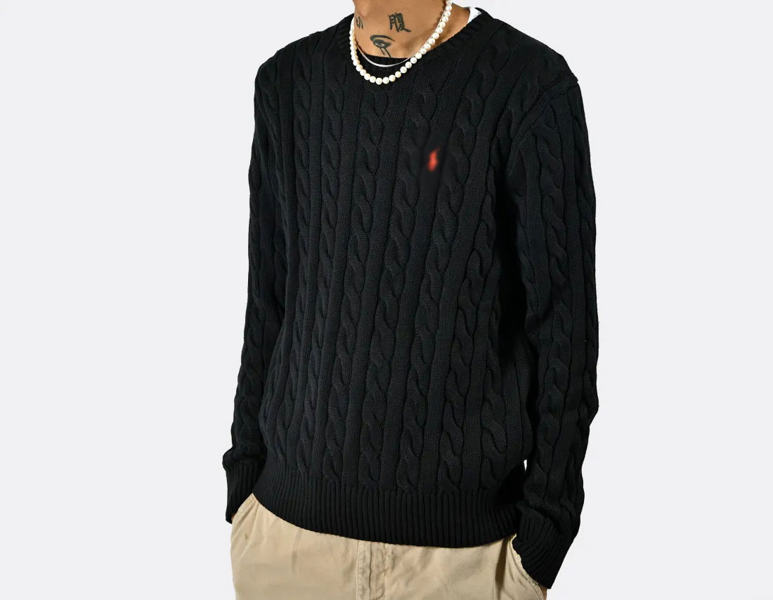 "RL" Cable-Knit Jumper Black