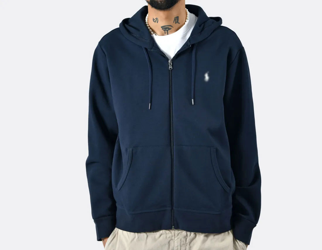"RL" Double-Knit Full Zip Hoodie Aviator Navy