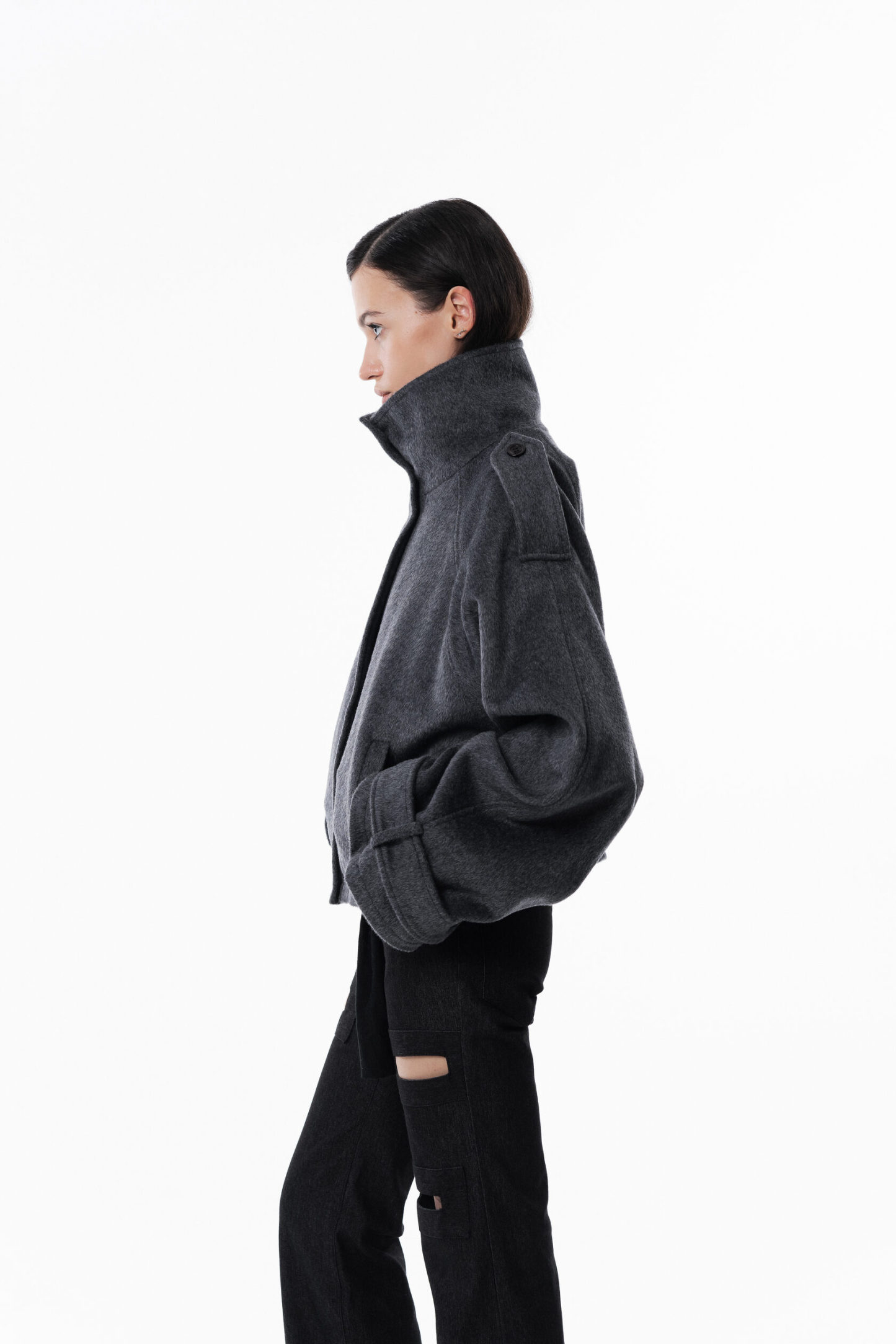 Wool High collar coat