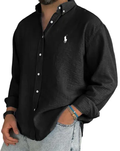 Men's Linen Cotton Button Down Shirt