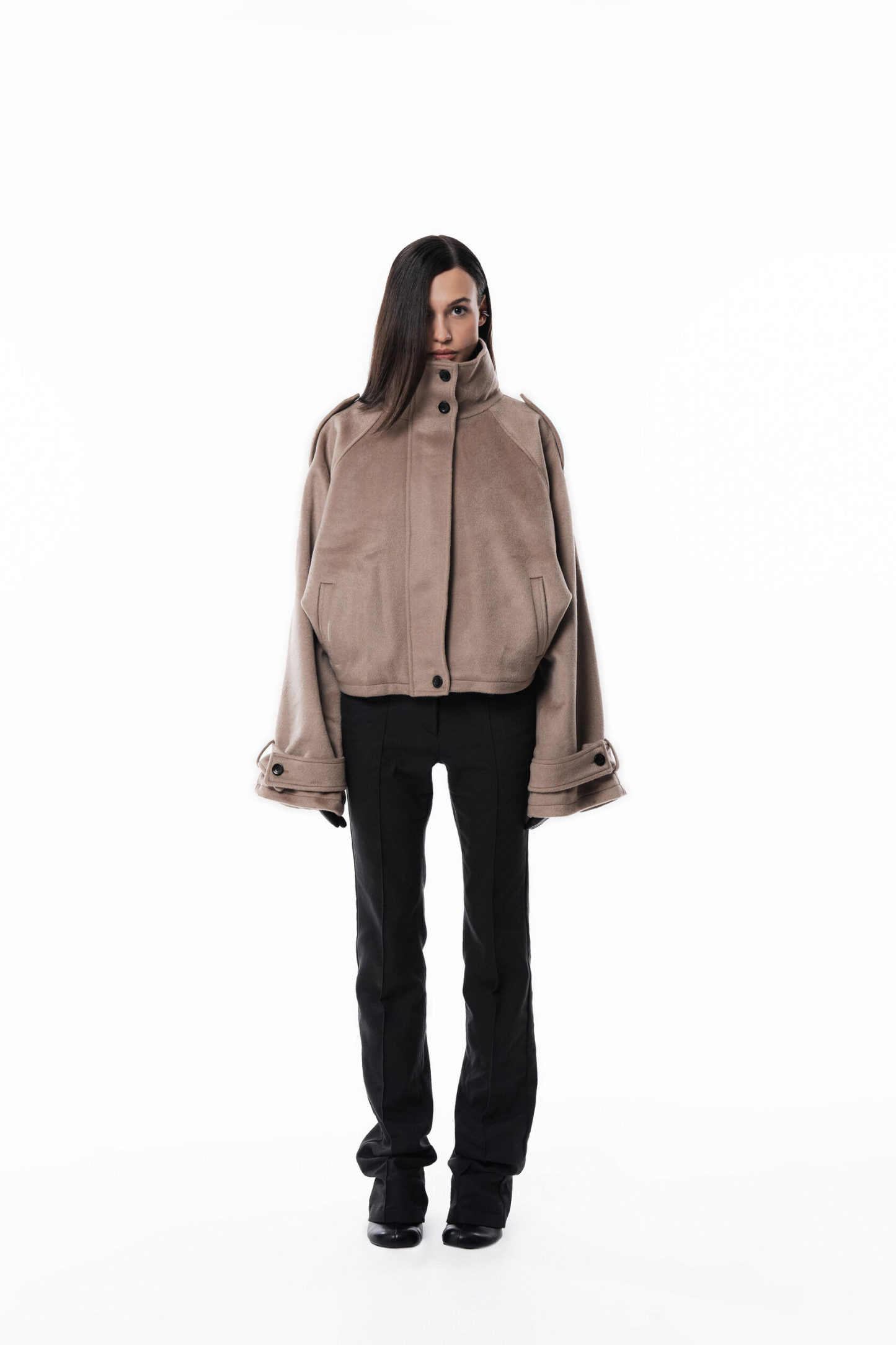 Wool High collar coat