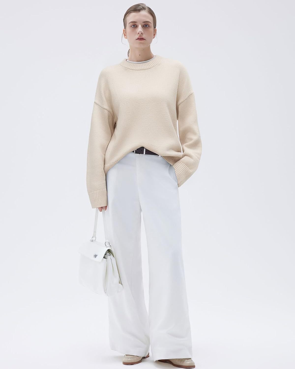 Women Cashmere Oversized Long Sleeve Pullover Sweater Crew Neck Jumpers