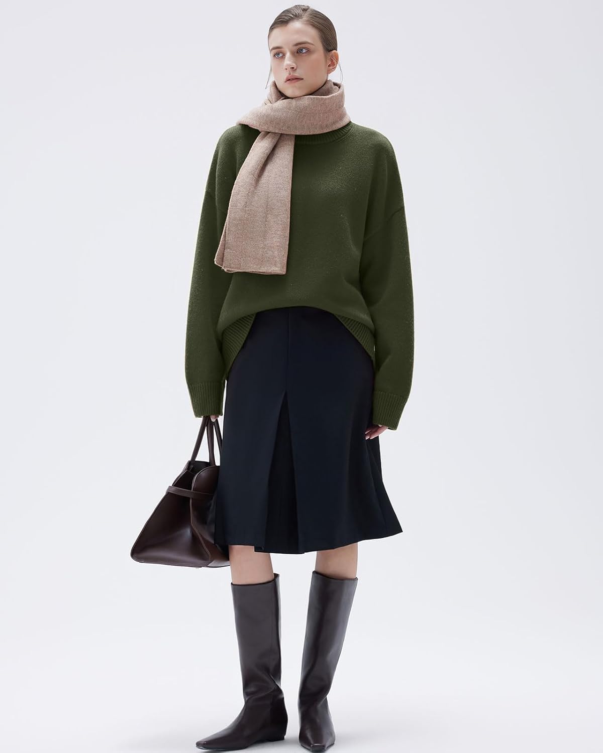 Women Cashmere Oversized Long Sleeve Pullover Sweater Crew Neck Jumpers