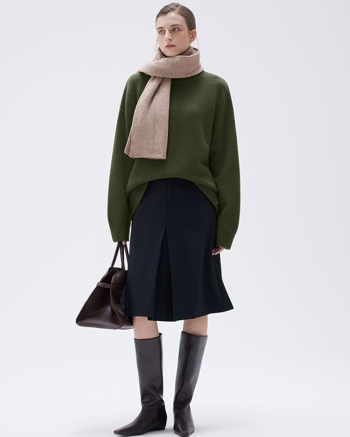 Women Cashmere Oversized Long Sleeve Pullover Sweater Crew Neck Jumpers