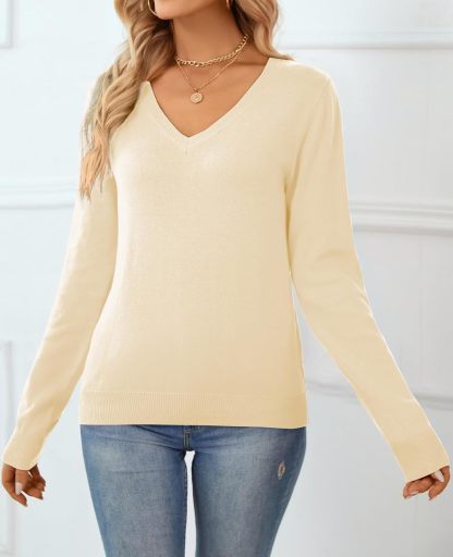 Women's Sweater 100% Cotton Long Sleeeve Pullover Sweater Soft Lightweight Knit Tops 