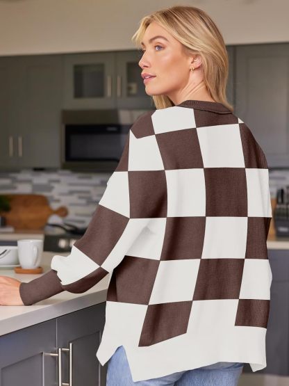 Women's Oversized Batwing Sweaters  Trendy Crewneck Knit Side Slit Fashion Pullover Tops