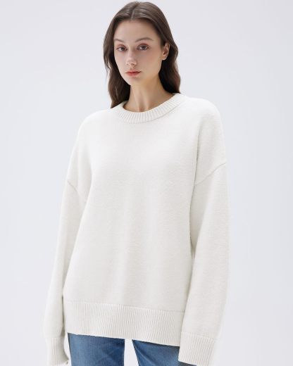 Women Cashmere Oversized Long Sleeve Pullover Sweater Crew Neck Jumpers
