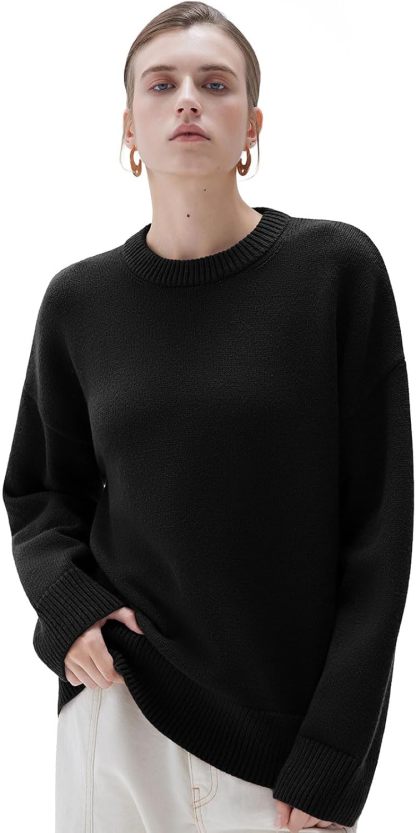 Women Cashmere Oversized Long Sleeve Pullover Sweater Crew Neck Jumpers