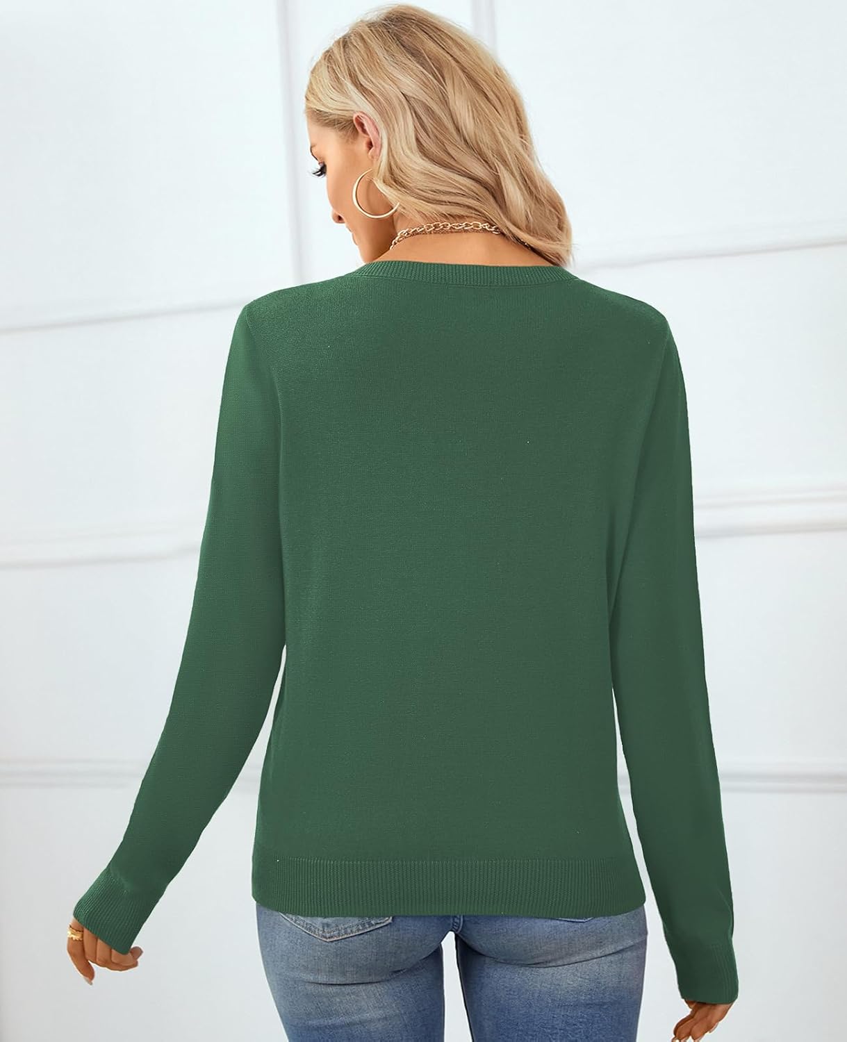 Women's Sweater 100% Cotton Long Sleeeve Pullover Sweater Soft Lightweight Knit Tops 