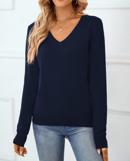 Women's Sweater 100% Cotton Long Sleeeve Pullover Sweater Soft Lightweight Knit Tops 