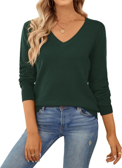 Women's Sweater 100% Cotton Long Sleeeve Pullover Sweater Soft Lightweight Knit Tops 