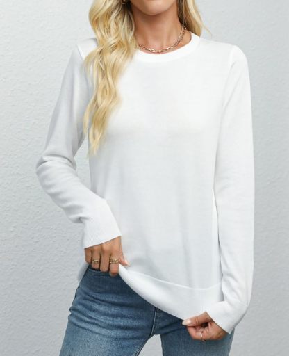 Women's Sweater 100% Cotton Long Sleeeve Pullover Sweater Soft Lightweight Knit Tops 