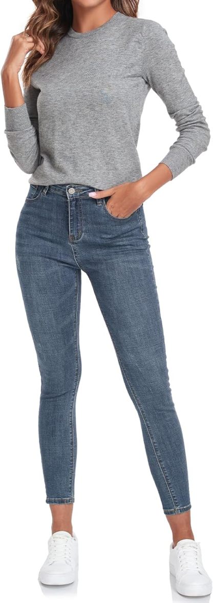 Women's Sweater 100% Cotton Long Sleeeve Pullover Sweater Soft Lightweight Knit Tops 