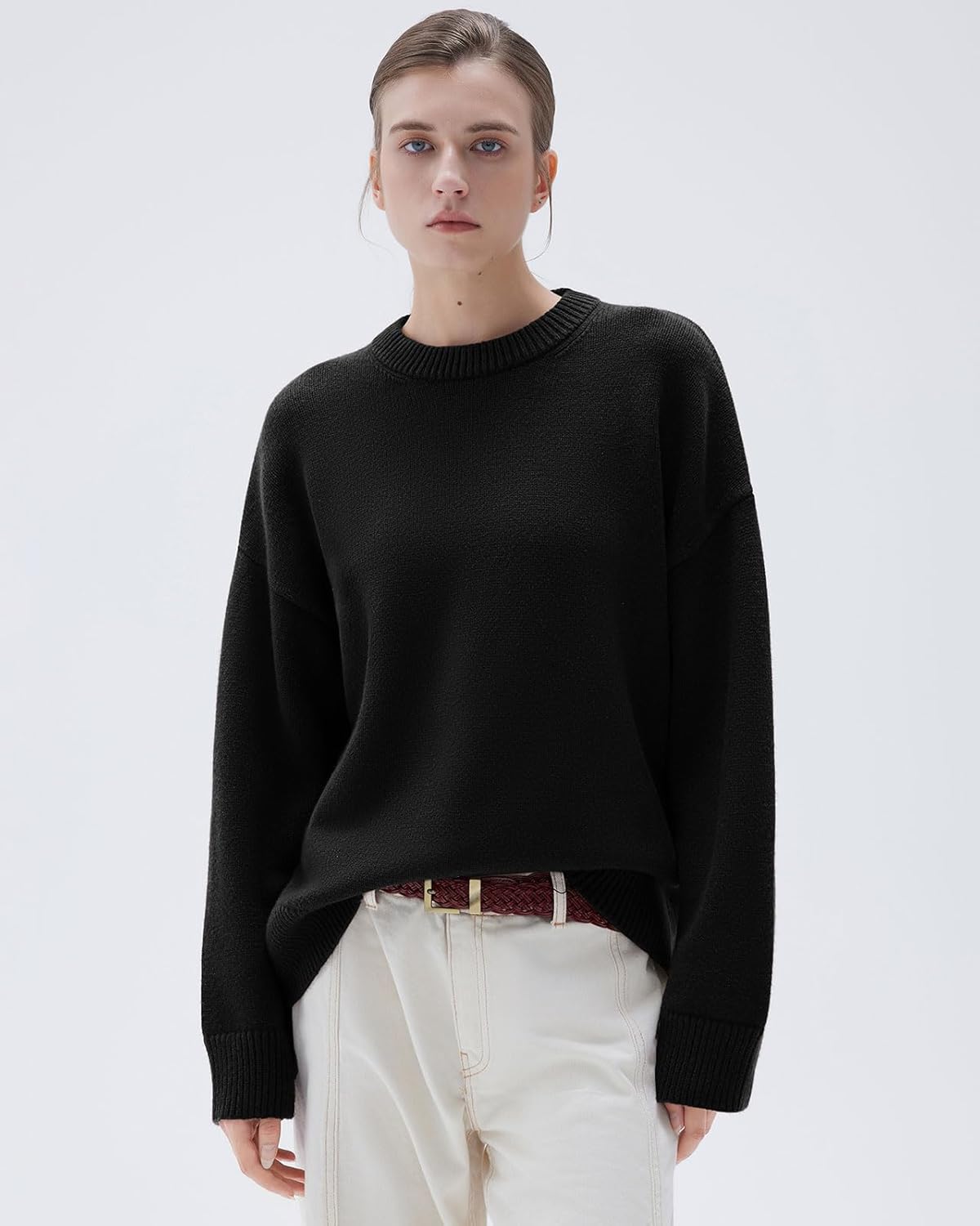 Women Cashmere Oversized Long Sleeve Pullover Sweater Crew Neck Jumpers