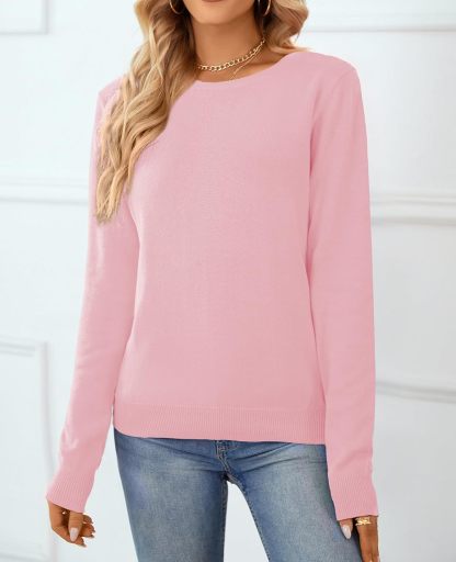 Women's Sweater 100% Cotton Long Sleeeve Pullover Sweater Soft Lightweight Knit Tops 