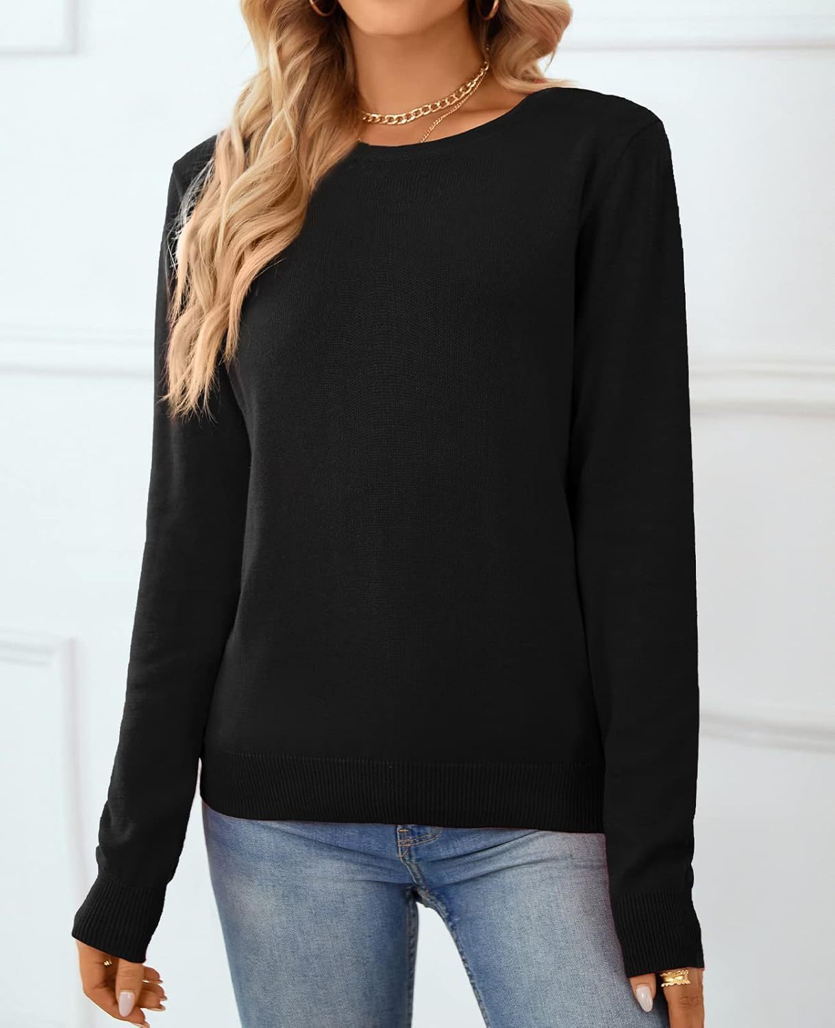 Women's Sweater 100% Cotton Long Sleeeve Pullover Sweater Soft Lightweight Knit Tops 