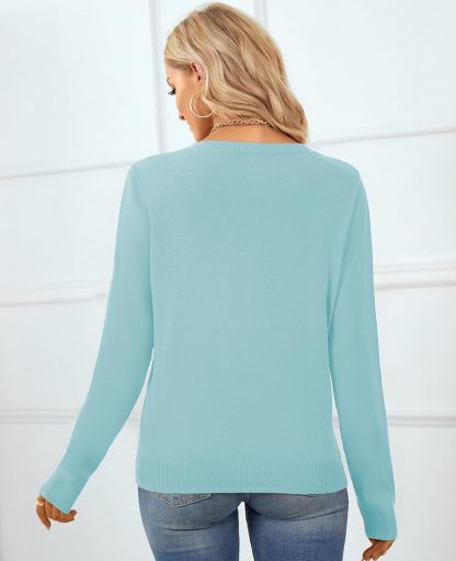 Women's Sweater 100% Cotton Long Sleeeve Pullover Sweater Soft Lightweight Knit Tops 