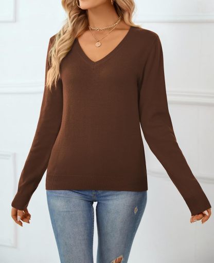 Women's Sweater 100% Cotton Long Sleeeve Pullover Sweater Soft Lightweight Knit Tops 