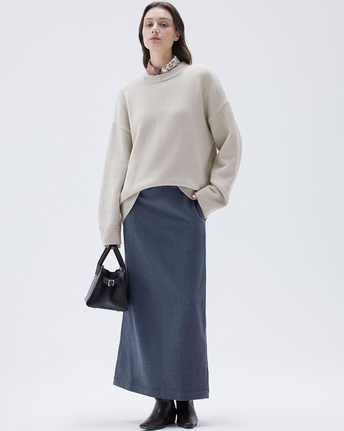 Women Cashmere Oversized Long Sleeve Pullover Sweater Crew Neck Jumpers