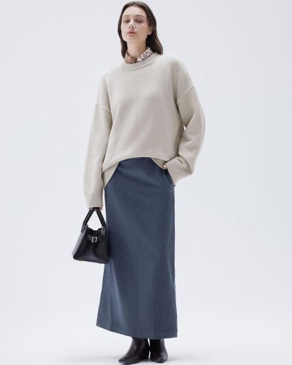 Women Cashmere Oversized Long Sleeve Pullover Sweater Crew Neck Jumpers