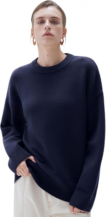 Women Cashmere Oversized Long Sleeve Pullover Sweater Crew Neck Jumpers