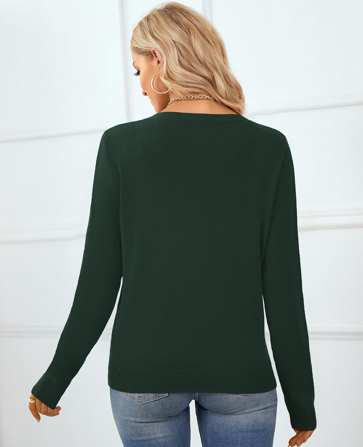 Women's Sweater 100% Cotton Long Sleeeve Pullover Sweater Soft Lightweight Knit Tops 