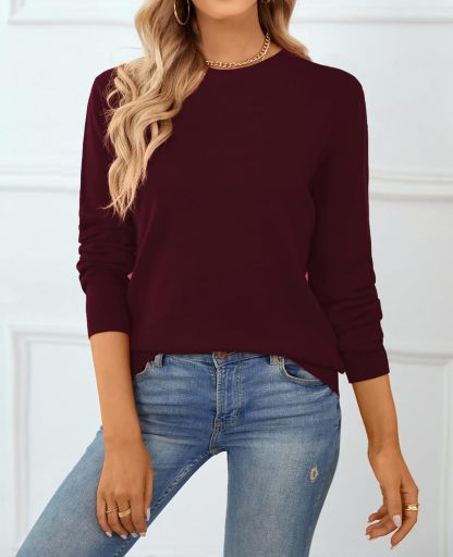 Women's Sweater 100% Cotton Long Sleeeve Pullover Sweater Soft Lightweight Knit Tops 