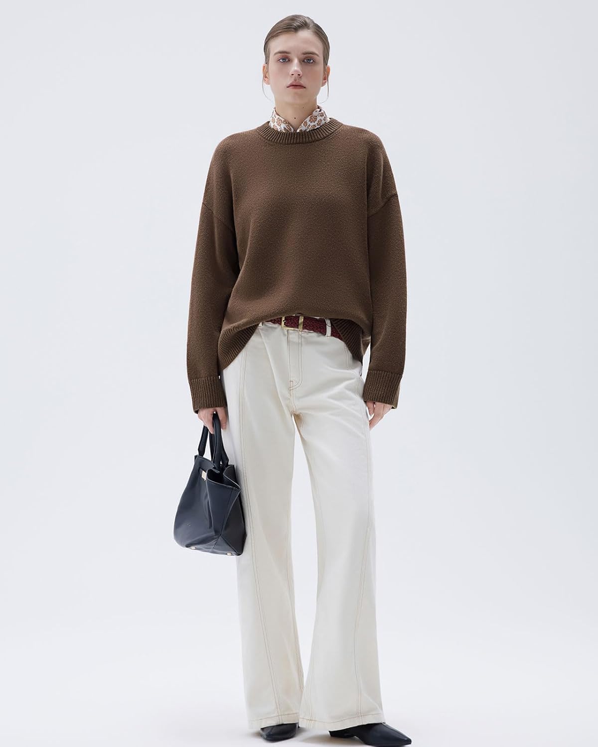 Women Cashmere Oversized Long Sleeve Pullover Sweater Crew Neck Jumpers