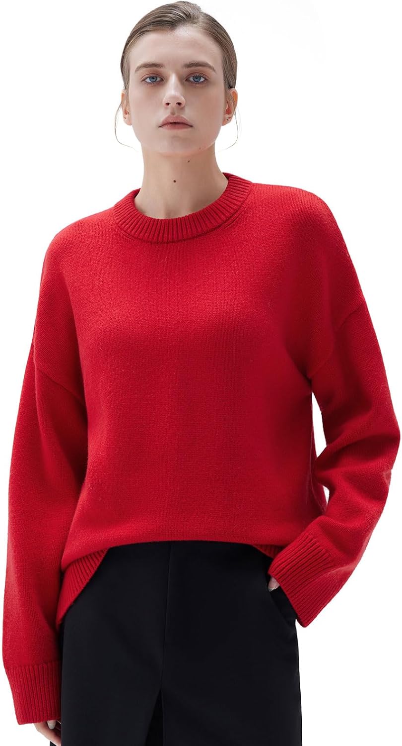 Women Cashmere Oversized Long Sleeve Pullover Sweater Crew Neck Jumpers