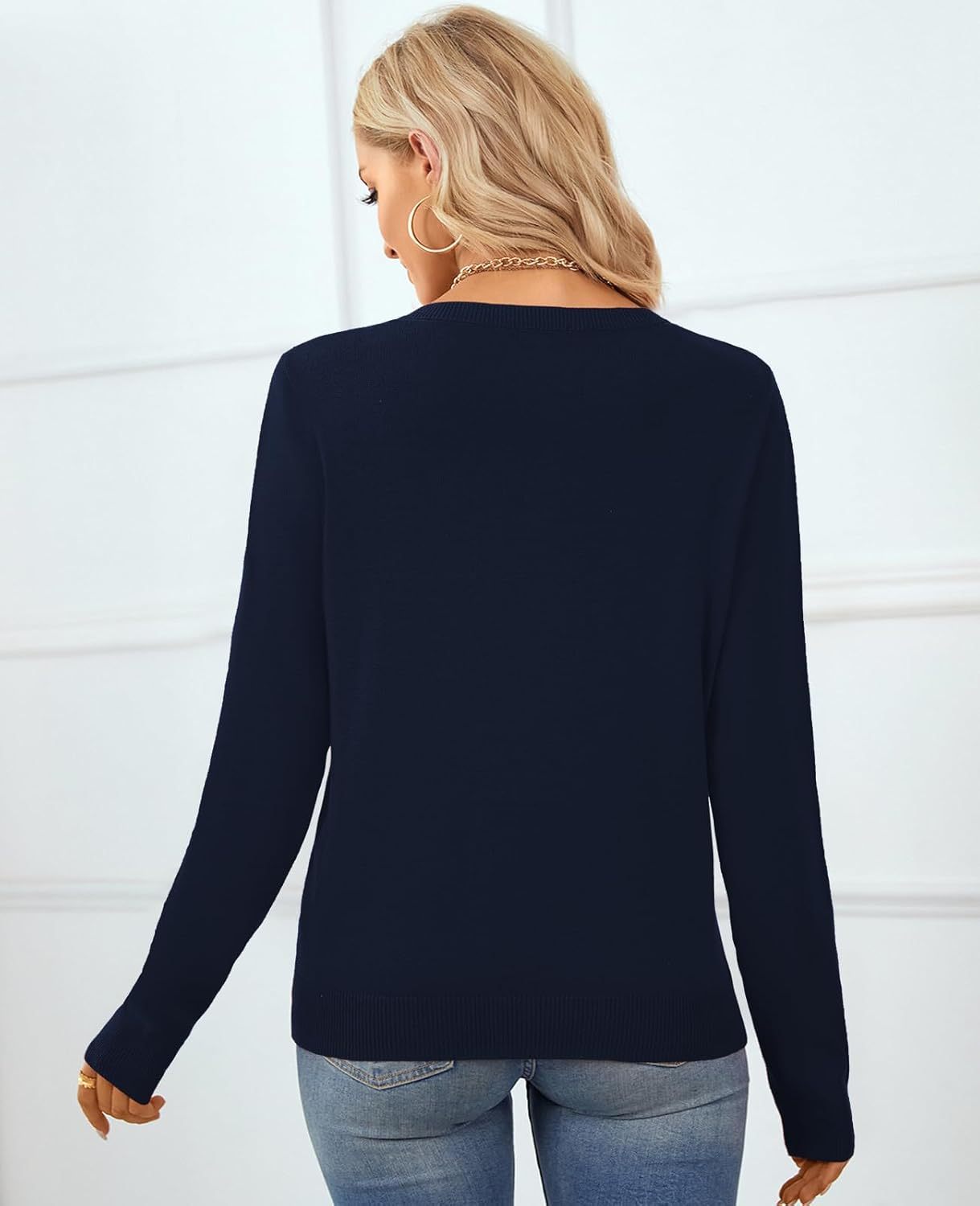 Women's Sweater 100% Cotton Long Sleeeve Pullover Sweater Soft Lightweight Knit Tops 