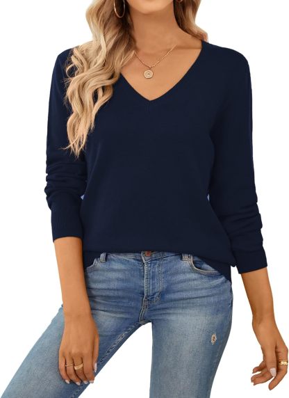 Women's Sweater 100% Cotton Long Sleeeve Pullover Sweater Soft Lightweight Knit Tops 