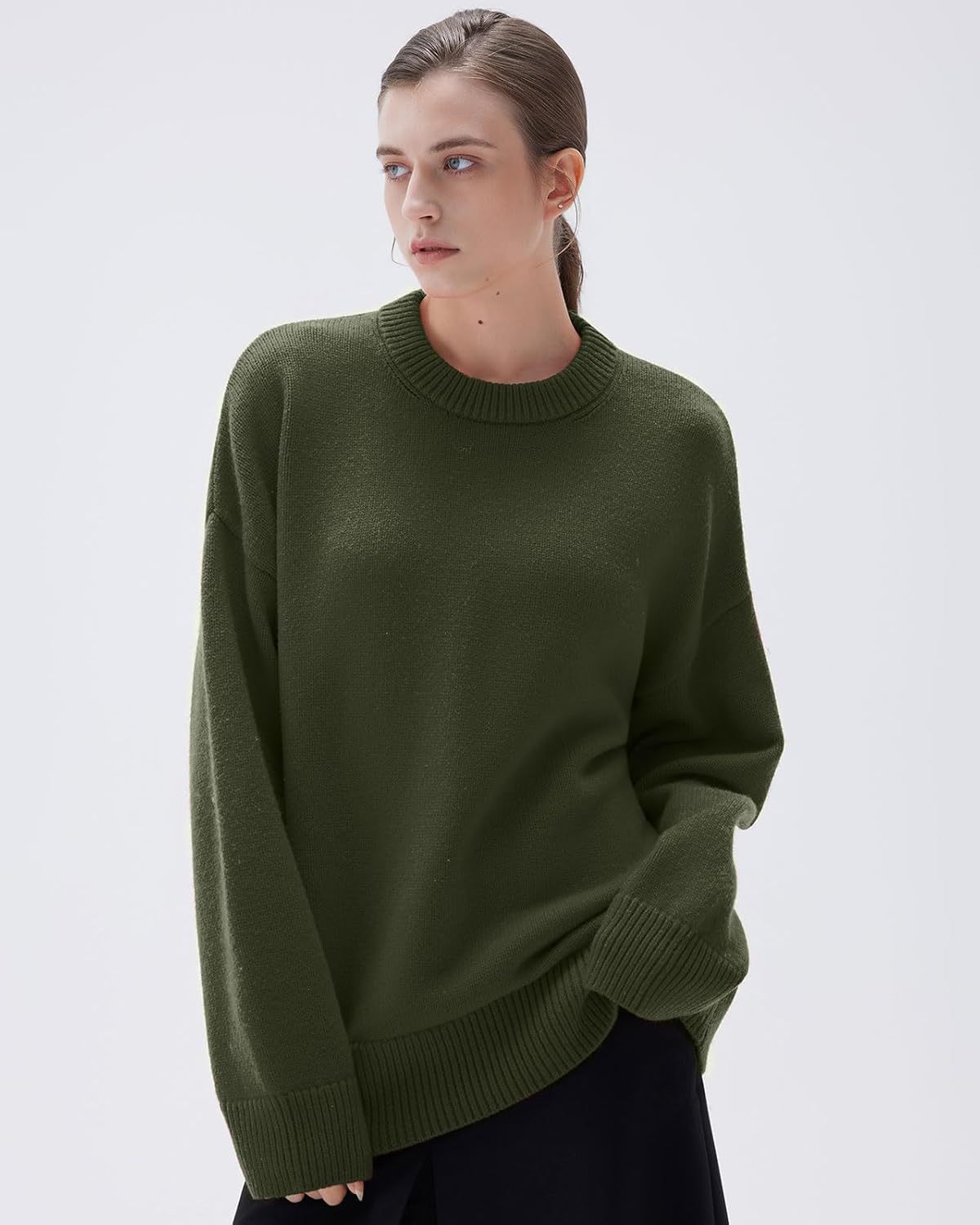 Women Cashmere Oversized Long Sleeve Pullover Sweater Crew Neck Jumpers