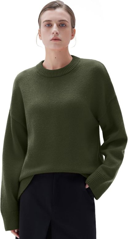 Women Cashmere Oversized Long Sleeve Pullover Sweater Crew Neck Jumpers