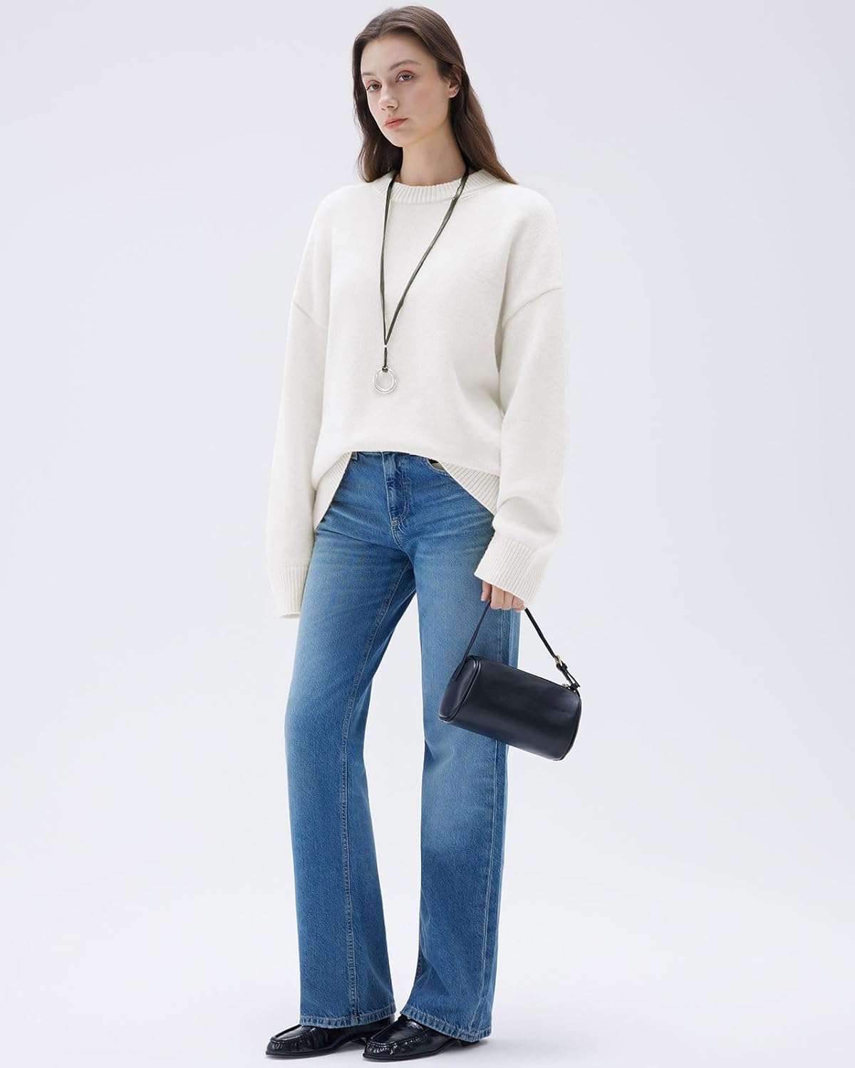 Women Cashmere Oversized Long Sleeve Pullover Sweater Crew Neck Jumpers