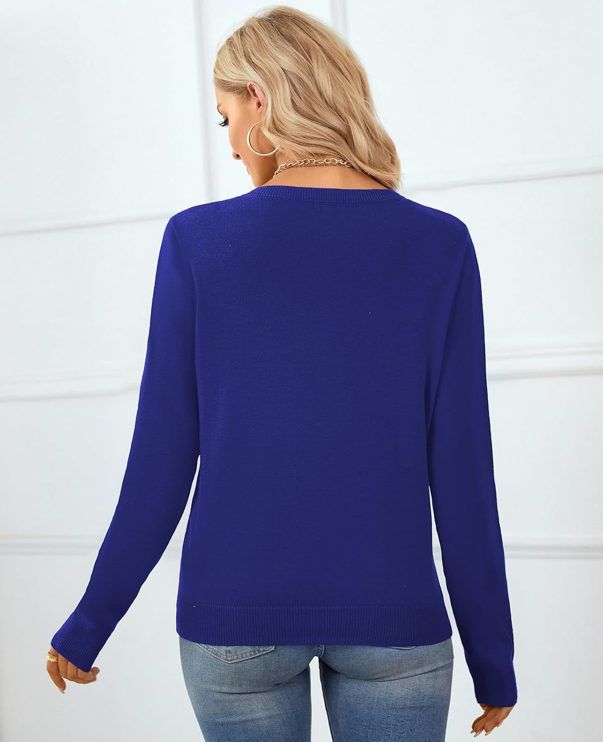 Women's Sweater 100% Cotton Long Sleeeve Pullover Sweater Soft Lightweight Knit Tops 