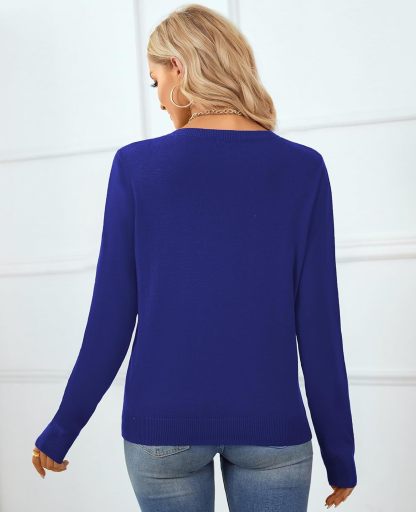 Women's Sweater 100% Cotton Long Sleeeve Pullover Sweater Soft Lightweight Knit Tops 