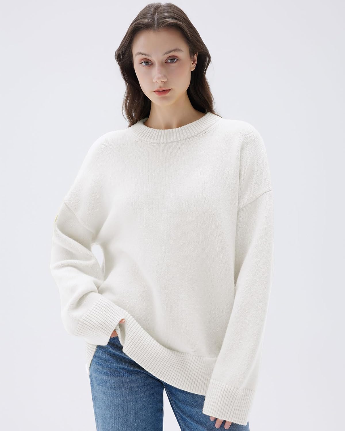 Women Cashmere Oversized Long Sleeve Pullover Sweater Crew Neck Jumpers