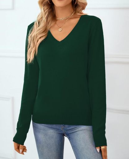 Women's Sweater 100% Cotton Long Sleeeve Pullover Sweater Soft Lightweight Knit Tops 