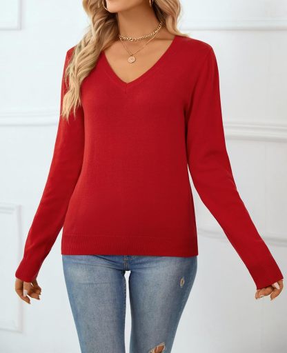 Women's Sweater 100% Cotton Long Sleeeve Pullover Sweater Soft Lightweight Knit Tops 