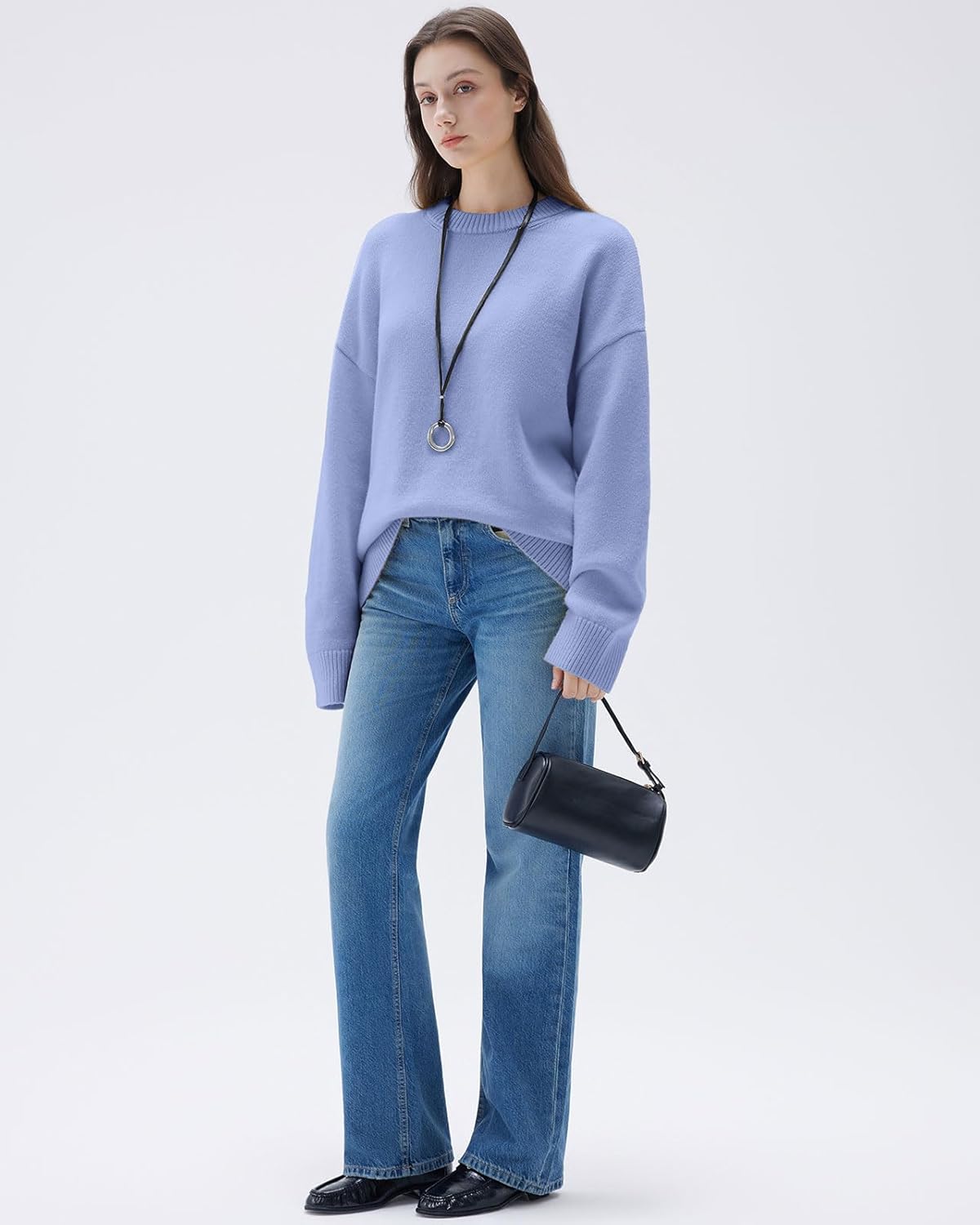 Women Cashmere Oversized Long Sleeve Pullover Sweater Crew Neck Jumpers