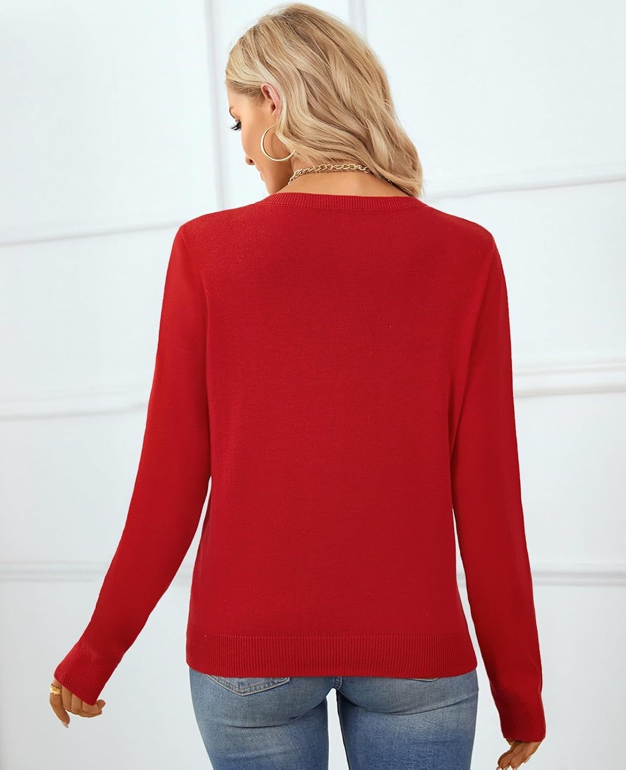 Women's Sweater 100% Cotton Long Sleeeve Pullover Sweater Soft Lightweight Knit Tops 